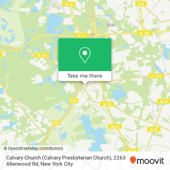 Mapa de Calvary Church (Calvary Presbyterian Church), 2263 Allenwood Rd