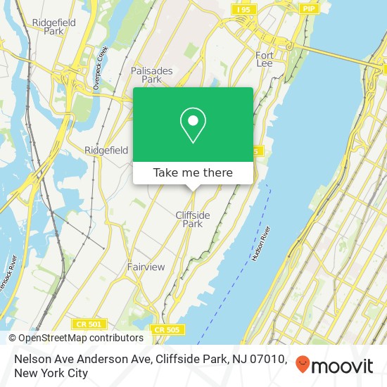 Nelson Ave Anderson Ave, Cliffside Park, NJ 07010 map