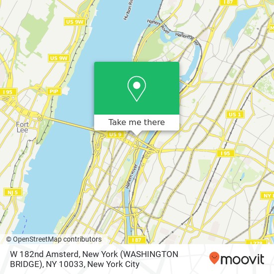 W 182nd Amsterd, New York (WASHINGTON BRIDGE), NY 10033 map