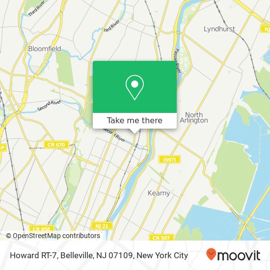 Mapa de Howard RT-7, Belleville, NJ 07109
