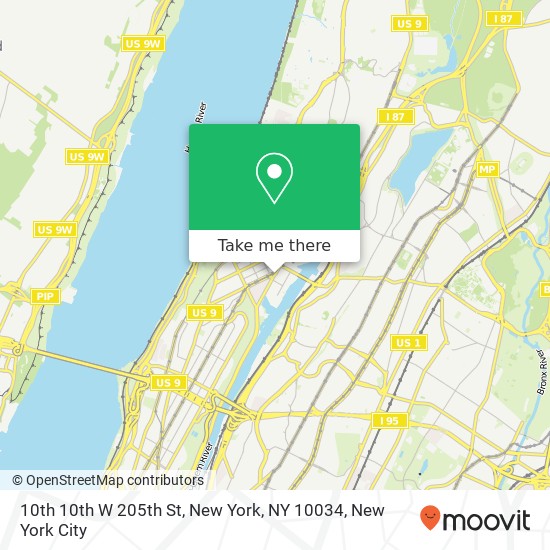 Mapa de 10th 10th W 205th St, New York, NY 10034