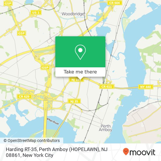 Harding RT-35, Perth Amboy (HOPELAWN), NJ 08861 map