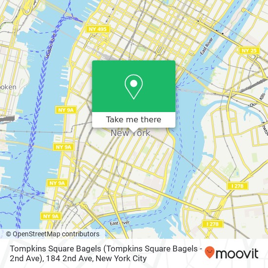 Tompkins Square Bagels (Tompkins Square Bagels - 2nd Ave), 184 2nd Ave map