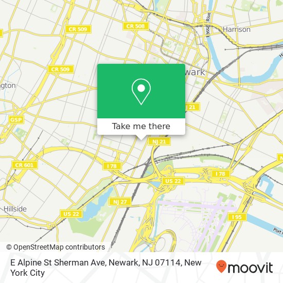 Mapa de E Alpine St Sherman Ave, Newark, NJ 07114