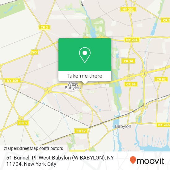 51 Bunnell Pl, West Babylon (W BABYLON), NY 11704 map