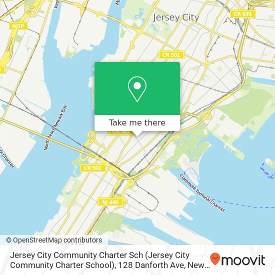 Mapa de Jersey City Community Charter Sch (Jersey City Community Charter School), 128 Danforth Ave