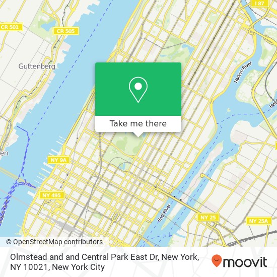 Olmstead and and Central Park East Dr, New York, NY 10021 map