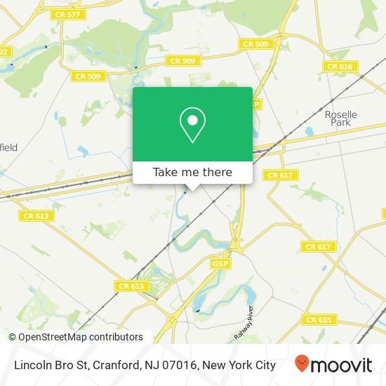 Mapa de Lincoln Bro St, Cranford, NJ 07016
