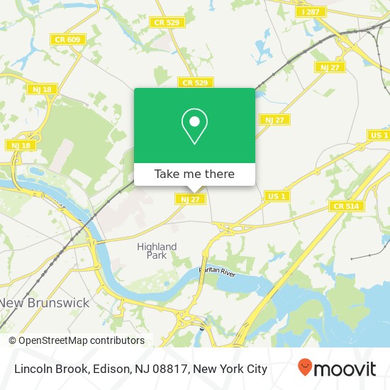 Lincoln Brook, Edison, NJ 08817 map