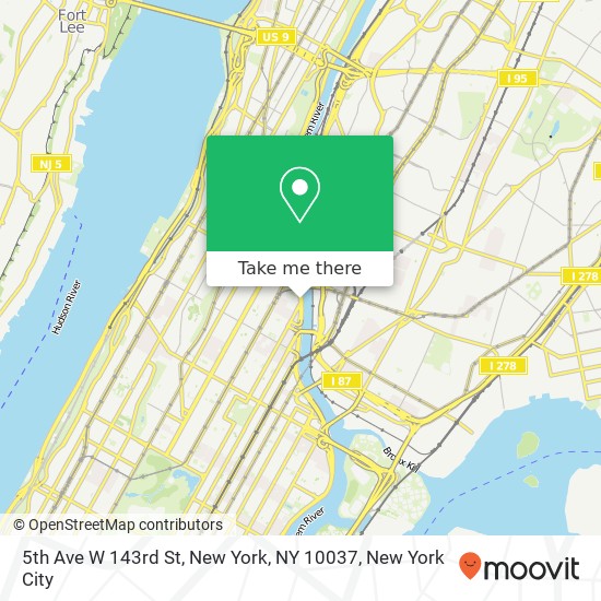 Mapa de 5th Ave W 143rd St, New York, NY 10037