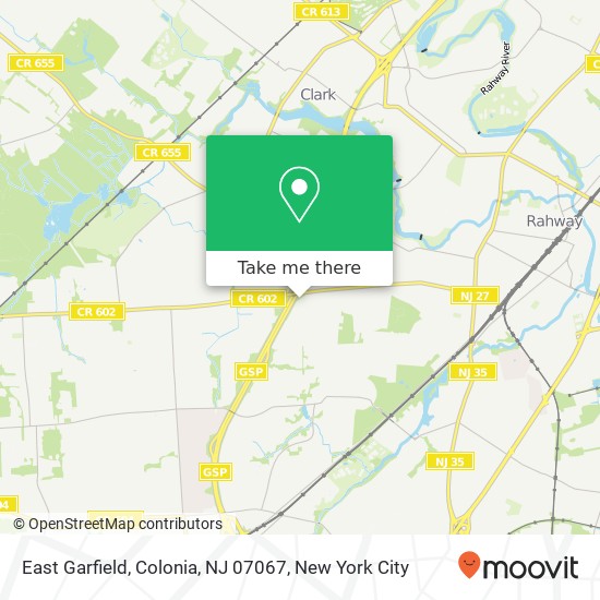 Mapa de East Garfield, Colonia, NJ 07067