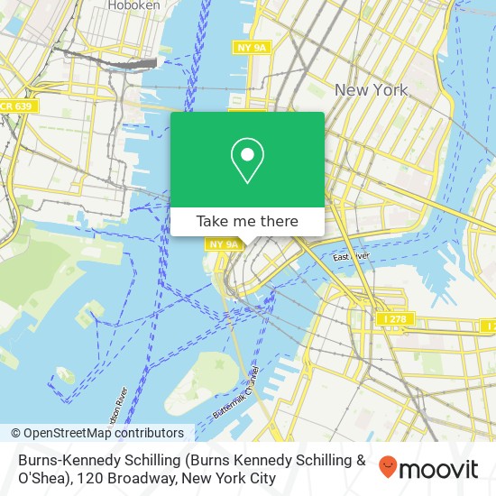 Mapa de Burns-Kennedy Schilling (Burns Kennedy Schilling & O'Shea), 120 Broadway