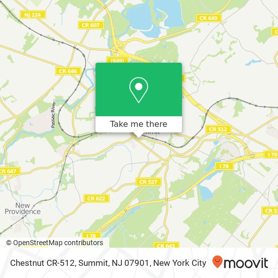 Mapa de Chestnut CR-512, Summit, NJ 07901