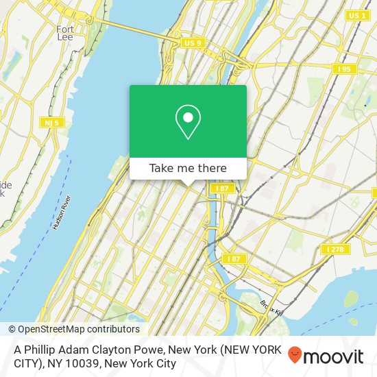 A Phillip Adam Clayton Powe, New York (NEW YORK CITY), NY 10039 map