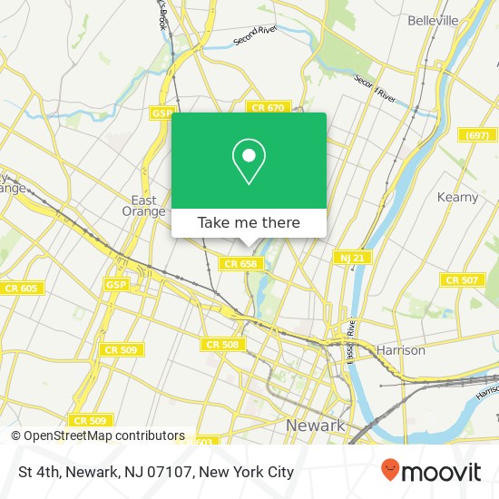 Mapa de St 4th, Newark, NJ 07107