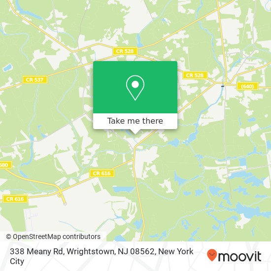 Mapa de 338 Meany Rd, Wrightstown, NJ 08562