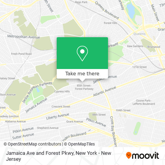 Jamaica Ave and Forest Pkwy map