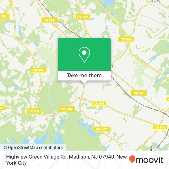 Mapa de Highview Green Village Rd, Madison, NJ 07940