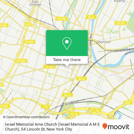 Mapa de Israel Memorial Ame Church (Israel Memorial A M E Church), 54 Lincoln St