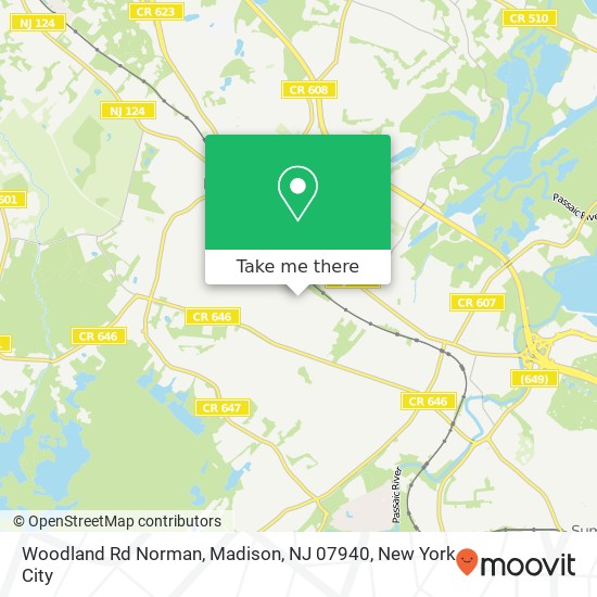 Mapa de Woodland Rd Norman, Madison, NJ 07940