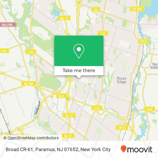 Mapa de Broad CR-61, Paramus, NJ 07652