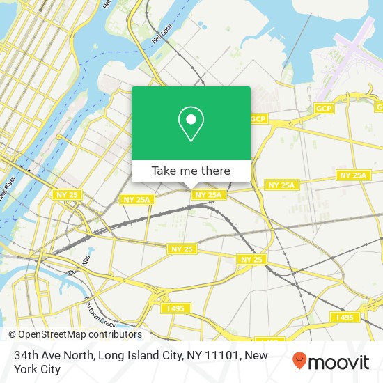 Mapa de 34th Ave North, Long Island City, NY 11101