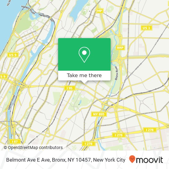 Mapa de Belmont Ave E Ave, Bronx, NY 10457