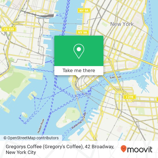 Mapa de Gregorys Coffee (Gregory's Coffee), 42 Broadway