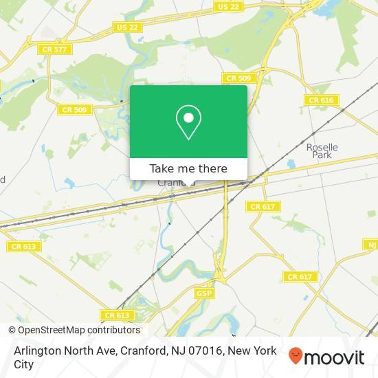 Arlington North Ave, Cranford, NJ 07016 map