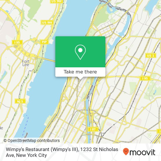 Wimpy's Restaurant (Wimpy's III), 1232 St Nicholas Ave map