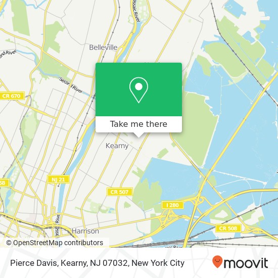 Mapa de Pierce Davis, Kearny, NJ 07032