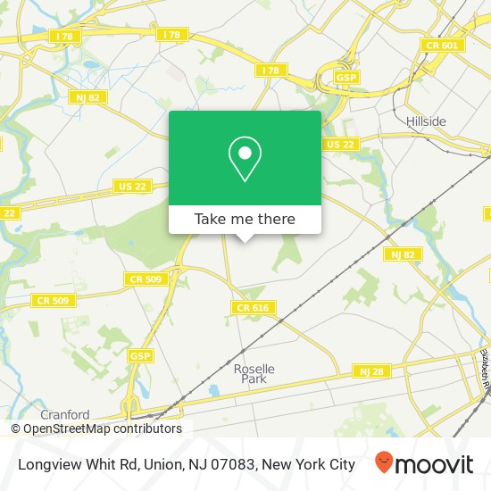 Mapa de Longview Whit Rd, Union, NJ 07083