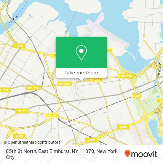 Mapa de 85th St North, East Elmhurst, NY 11370