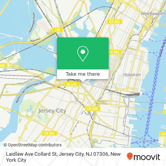 Mapa de Laidlaw Ave Collard St, Jersey City, NJ 07306