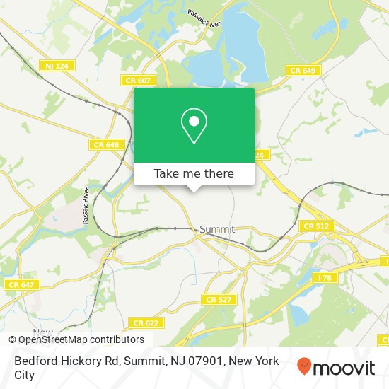 Mapa de Bedford Hickory Rd, Summit, NJ 07901