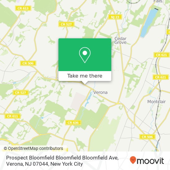 Mapa de Prospect Bloomfield Bloomfield Bloomfield Ave, Verona, NJ 07044