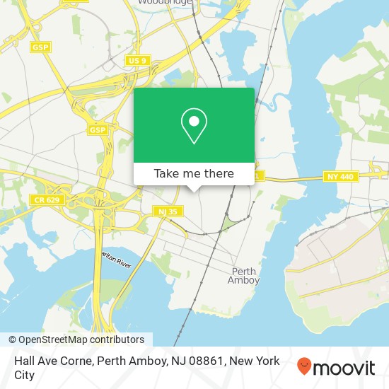 Mapa de Hall Ave Corne, Perth Amboy, NJ 08861