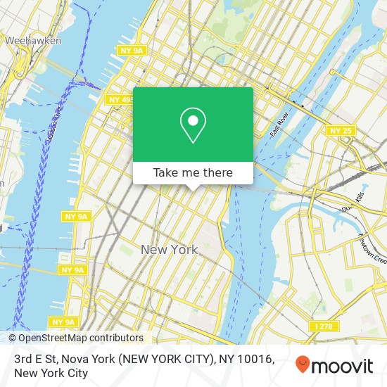 Mapa de 3rd E St, Nova York (NEW YORK CITY), NY 10016