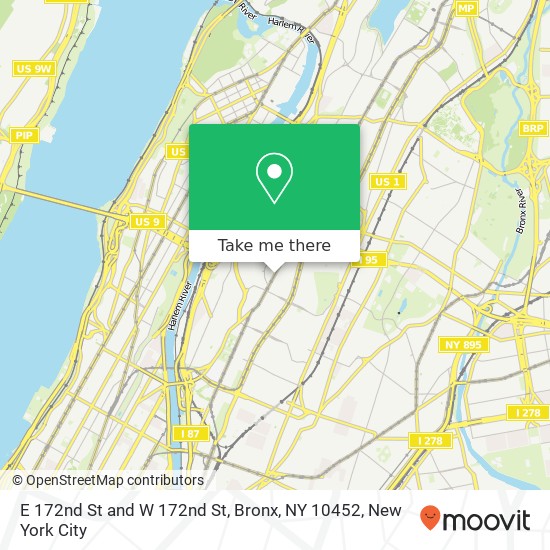 E 172nd St and W 172nd St, Bronx, NY 10452 map