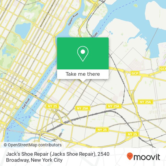 Mapa de Jack's Shoe Repair (Jacks Shoe Repair), 2540 Broadway