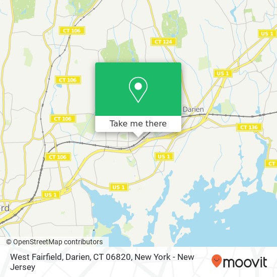 Mapa de West Fairfield, Darien, CT 06820
