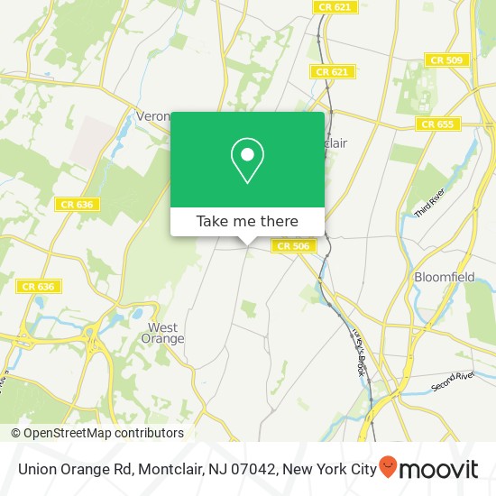 Union Orange Rd, Montclair, NJ 07042 map