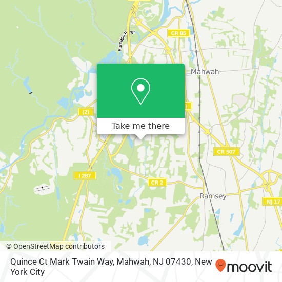 Mapa de Quince Ct Mark Twain Way, Mahwah, NJ 07430