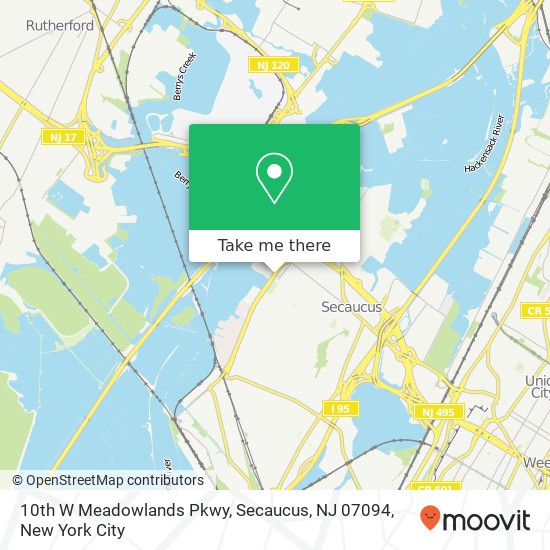 Mapa de 10th W Meadowlands Pkwy, Secaucus, NJ 07094