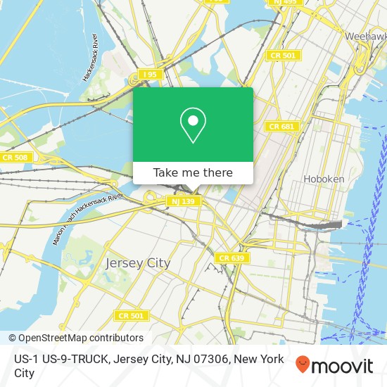 Mapa de US-1 US-9-TRUCK, Jersey City, NJ 07306