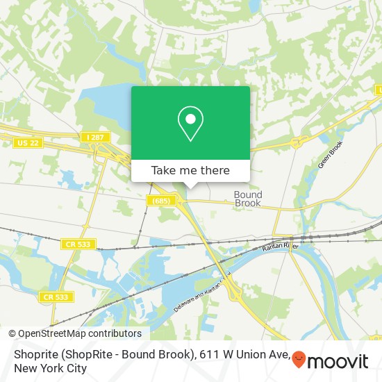 Mapa de Shoprite (ShopRite - Bound Brook), 611 W Union Ave