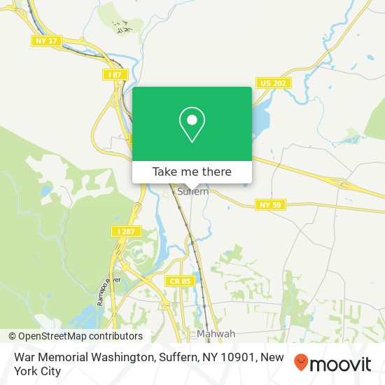 War Memorial Washington, Suffern, NY 10901 map