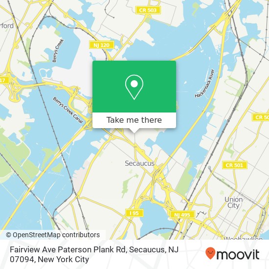 Mapa de Fairview Ave Paterson Plank Rd, Secaucus, NJ 07094