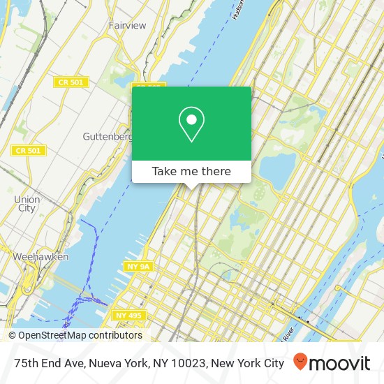 Mapa de 75th End Ave, Nueva York, NY 10023