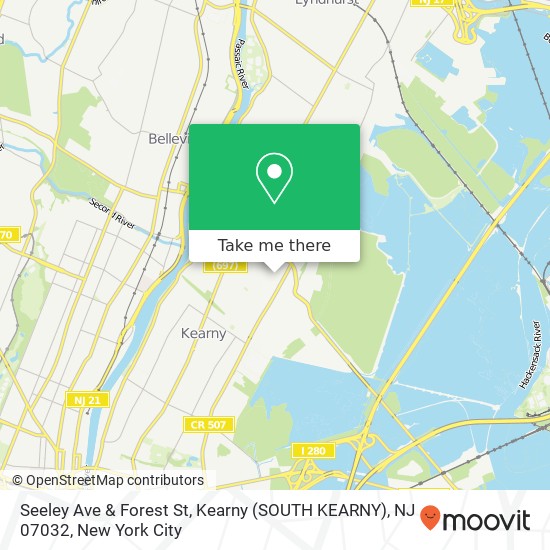 Mapa de Seeley Ave & Forest St, Kearny (SOUTH KEARNY), NJ 07032